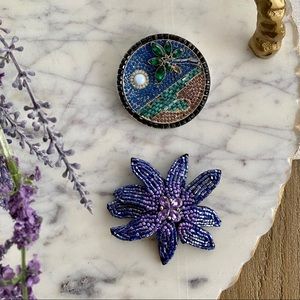 🪩3 for $15🪩 Bead & Rhinestone Brooch Set of 2